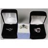Image 1 : 4)ESTATE LADIES 3 SILVER RINGS WITH STONES