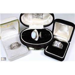 1)ESTATE LADIES 3 SILVER RINGS WITH STONES