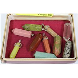 LOT OF 10 PRECIOUS STONE PENDANTS IN ORIGINAL