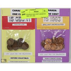 CANADIAN ONE CENT ASSORTED COINS 1937-1952