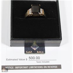 10KT YELLOW GOLD RING WITH GARNET (3.50CT)AND COA