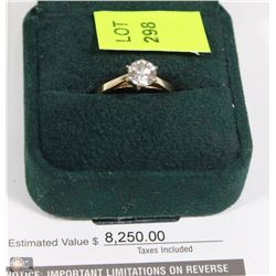 14KT YELLOW GOLD AND DIAMOND SOLITAIRE RING W/COA
