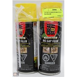 LOT OF 2 CANS OF GREAT STUFF GAP FILLER
