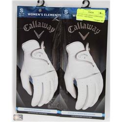 LOT OF 2 CALLAWAY LADIES GOLF GLOVES - SIZE SMALL