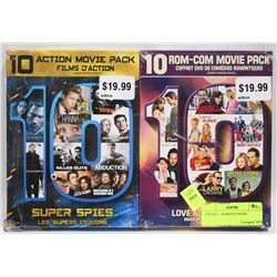 LOT OF 2 - 10 MOVIE PACKS AS THEY COME