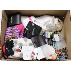 FLAT OF NEW COSTUME JEWELRY & SOCKS