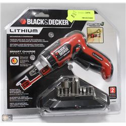 B&D LITHIUM RECHARGEABLE SCREWDRIVER WITH BITS