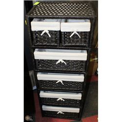 WICKER 6 DRAWER STORAGE DEVICE