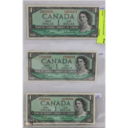 UNC $1 1954 CANADA BANK NOTES X3