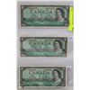 Image 1 : UNC $1 1954 CANADA BANK NOTES X3