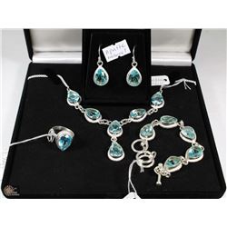 4PCS BLUE APATTE  NECKLACE,EARRINGS,RING,BRACELET