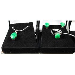 3PCS SET GREEN EMERALD PENDANT,EARRINGS,RING