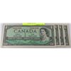 Image 1 : LOT OF FOUR 1954 CANADIAN $1 DOLLAR BILLS