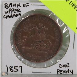 1857 BANK OF UPPER CANADA ONE PENNY
