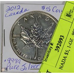 2012 CANADA $5, 1-OZ  .9999 PURE FINE