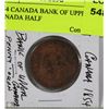 Image 1 : 1854 CANADA BANK OF UPPER CANADA HALF