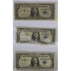 SILVER CERTIFICATES 1957,A,B $1 U.S.