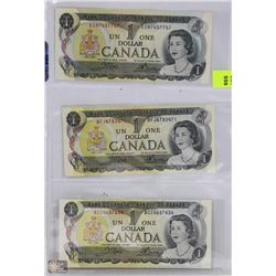 UNCIRCULATED 3 BILL SET $1 1973