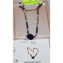 14KT YELLOW GOLD GEMSTONE NECKLACE WITH COA