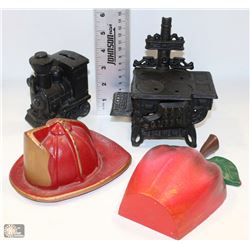 LOT OF 4 CAST IRON ORNAMENTS