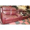 Image 1 : WHISTLER WINE LEATHER/PVC RECLINING SOFA  AND