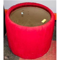 RED FABRIC AND MIRROR END TABLE