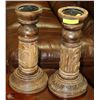 Image 1 : PAIR OF WOOD CARVED CANDLE HOLDERS