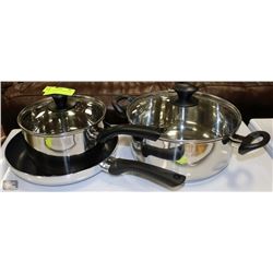 SET OF STAINLESS POTS & FRYPAN