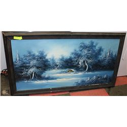 LARGE OIL ON CANVAS PAINTING SIGN BY S. RICHARD