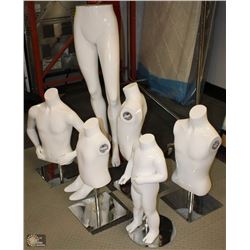 LOT OF 6 MANNEQUINS  AND A PAIR OF FEET