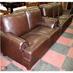 NEW LEATHER SMART NAILHEAD SOFA AND LOVE SEAT