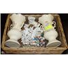 Image 1 : BASKET WITH CERAMICS INCL 2 VASES, RCMP SAUCER,
