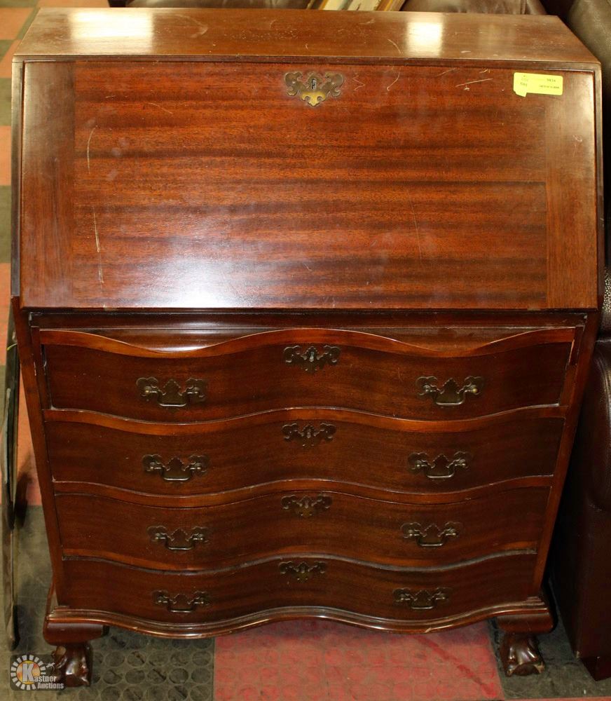 Vintage Wood Fold Down Writing Desk Image 1 Vintage Wood Fold Down Writing Desk