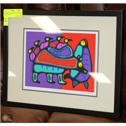 BEAR WITH BIRD SPIRIT BY NORVAL MORRISSEAU