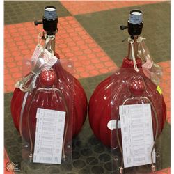 PAIR OF NEW LAMPS NO SHADES ON CHOICE: RED