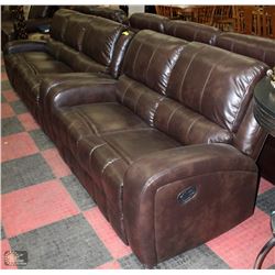NEW BROWN LEATHERETTE RECLINING SOFA & LOVE SEAT