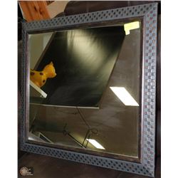 BROWN FRAMED MIRROR CHECKERED PATTERN