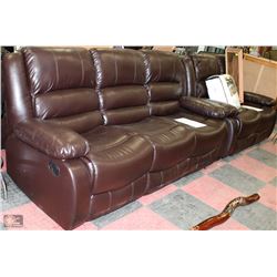 NEW MARTIN BROWN LEATHERETTE RECLINING SOFA WITH