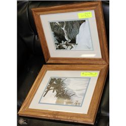 SET OF 2 WOOD FRAMED WINTER SCENE