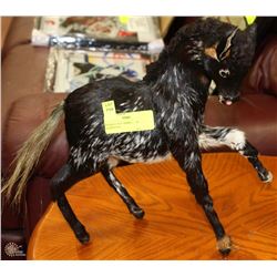 ANTIQUE TOY HORSE, REAL FUR & GLASS EYES