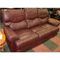 LAZY BOY RED LEATHER RECLINING SOFA