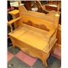 Image 1 : VINTAGE WOOD CARVED HALL BENCH WITH STORAGE