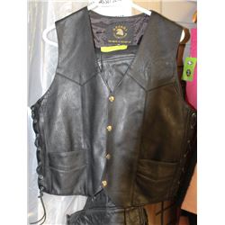 LINED LEATHER CHAPS SIZE XS AND LEATHER VEST