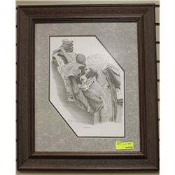SADDLE BUM LTD ED 116/199 FRAMED DOG PRINT