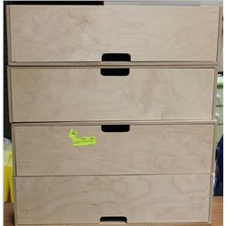 LOT OF 4 NEW WOODEN STORAGE DRAWER