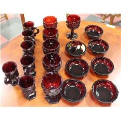 BOX OF RED COLLECTORS GLASS FROM AVON