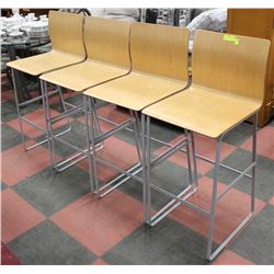 LOT OF 4 MOULDED BIRCH PLY BAR STOOLS