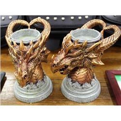 2 DRAGON CANDLEHOLDERS