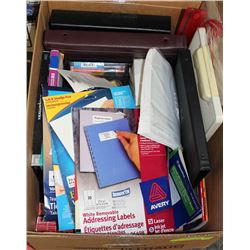 BOX FULL OF OFFICE SUPPLIES INCL. LABELS,