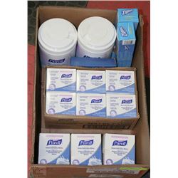 BOX OF HAND SANITIZING WIPES & 2 NEW